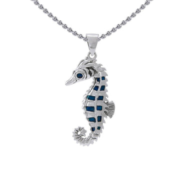 Paua Shell Seahorse Silver Pendant TP1097 - Jewelry